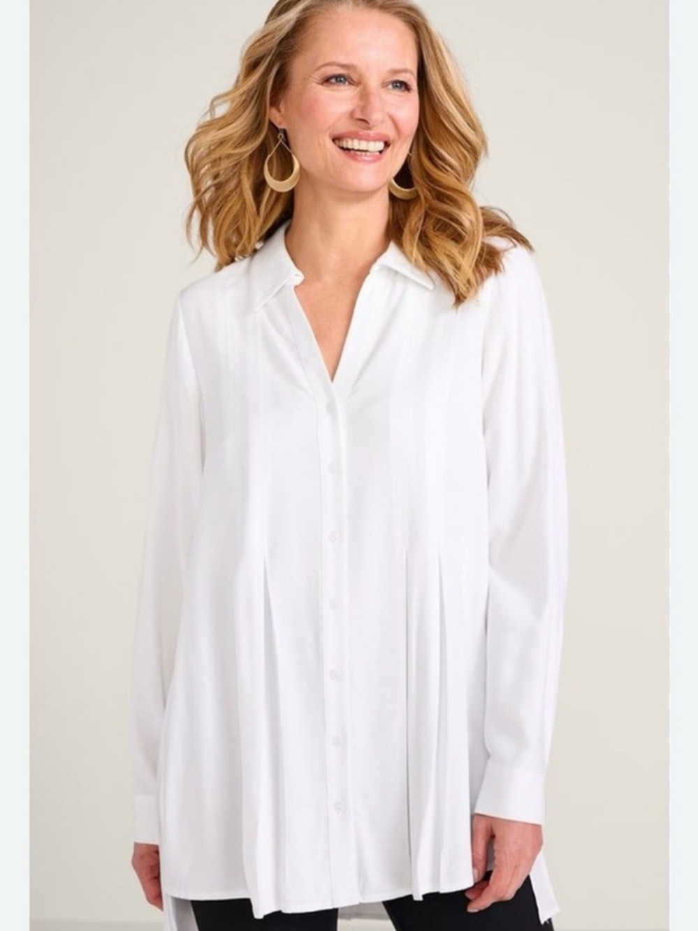Soft Surroundings Button Front Tunic // White // Large